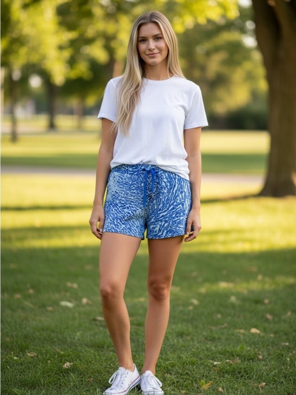 Southern Tide Blue Printed Drawstring Athletic Shorts